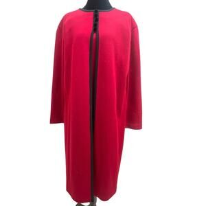 VTG Red Wool Liz Claiborne Long Sleeve Dress Velvet Classic Holiday Preppy XL